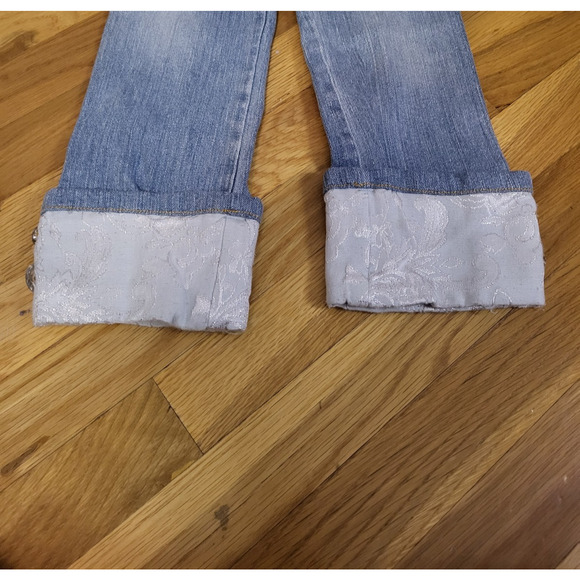 Mary-Kate and Ashley Girls Jeans Size 4 Sparkle Cuff Rhinestone Denim Pants Y2K - Picture 2 of 14